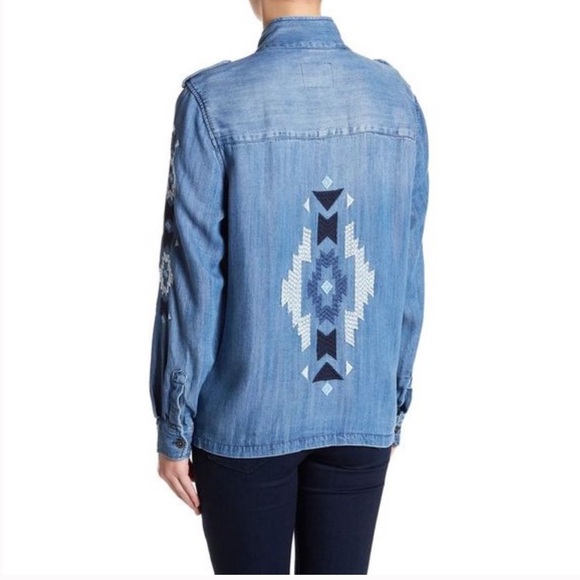 Rails Embroidered Smith Denim Shacket - Picture 1 of 10